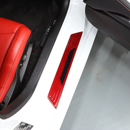 Red Real Carbon Fiber External Sill Strip Sticker Trim For Corvette C8 2020-26 14
