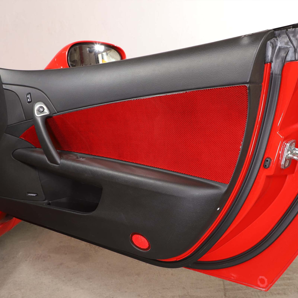 Red Carbon Fiber Interior Anti-kick Door Panel Sticker For Corvette C6 05-13 US 5