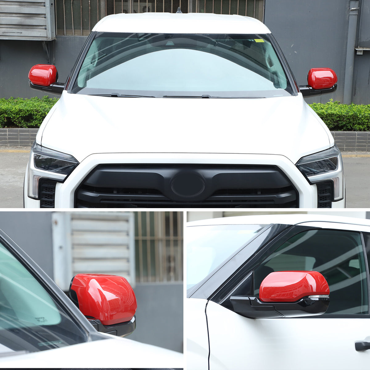 Red ABS Side Mirror Cover Trim with Turn Signal For Toyota Tundra/Sequoia 22+ US 21