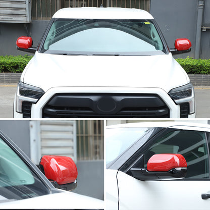 Red ABS Side Mirror Cover Trim with Turn Signal For Toyota Tundra/Sequoia 22+ US 21