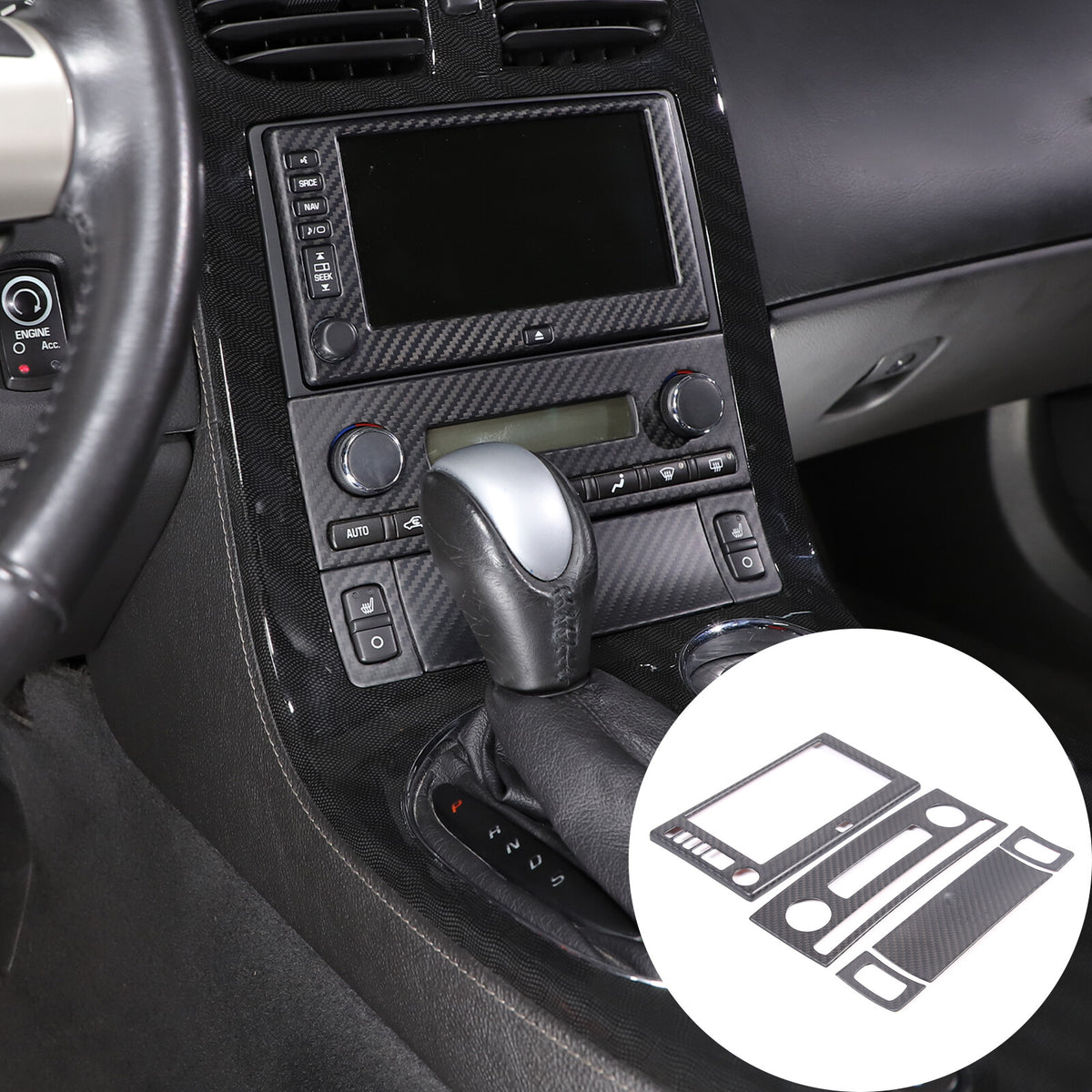 Matte Dry Real Carbon Fiber Center Console Trim Cover For Corvette C6 2005-13 30