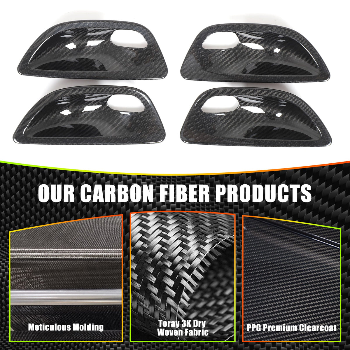 Real Carbon Fiber Inner Door Bowl Cover Trim For BMW 5 Series F10 2011-2017 4