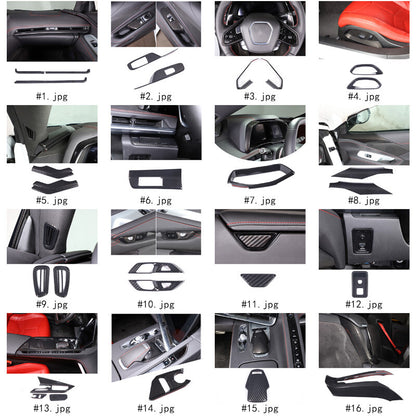 Carbon Fiber ABS Interior Decoration Cover Trim Kit For Corvette C8 2020-2025 - Styles 26-30 2