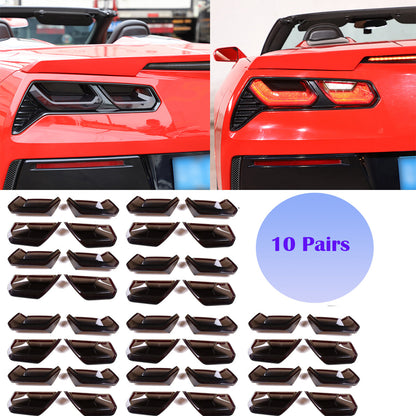 10 Pairs Smoked Covers For 14-19 Corvette C7 Rear Tail Light Blackout Molded Kit 1