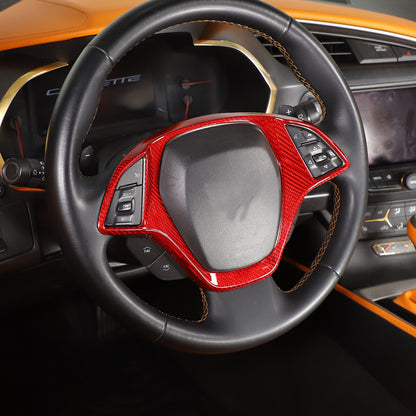 Red Carbon Fiber Steering Wheel Cover Trim for Corvette C7 2014-2019 4