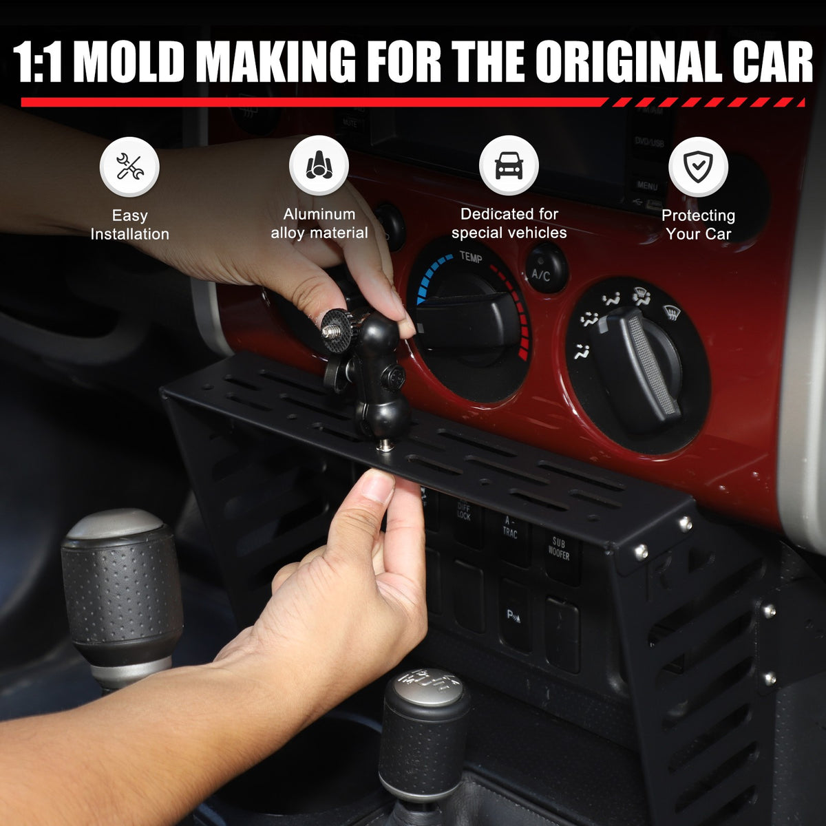 Off Road Center Console Molle Panel Device Mount For Toyota FJ Cruiser 07-21 6