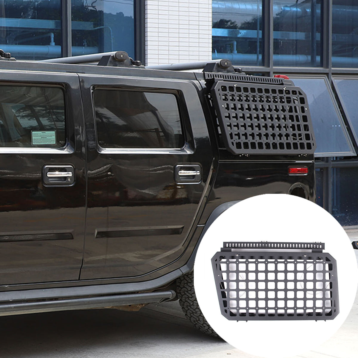 Alloy Rear Roof Climbing Ladder Rack Window Molle Panel For Hummer H2 2003-09 17