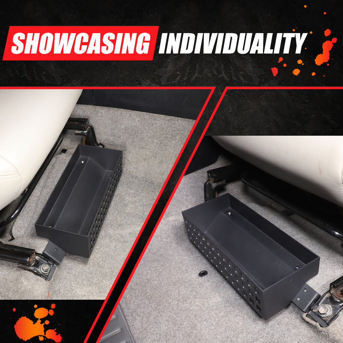 Black Alloy Under-seat Storage Basket Tray For Toyota Prado FJ120 2003-09 US 6