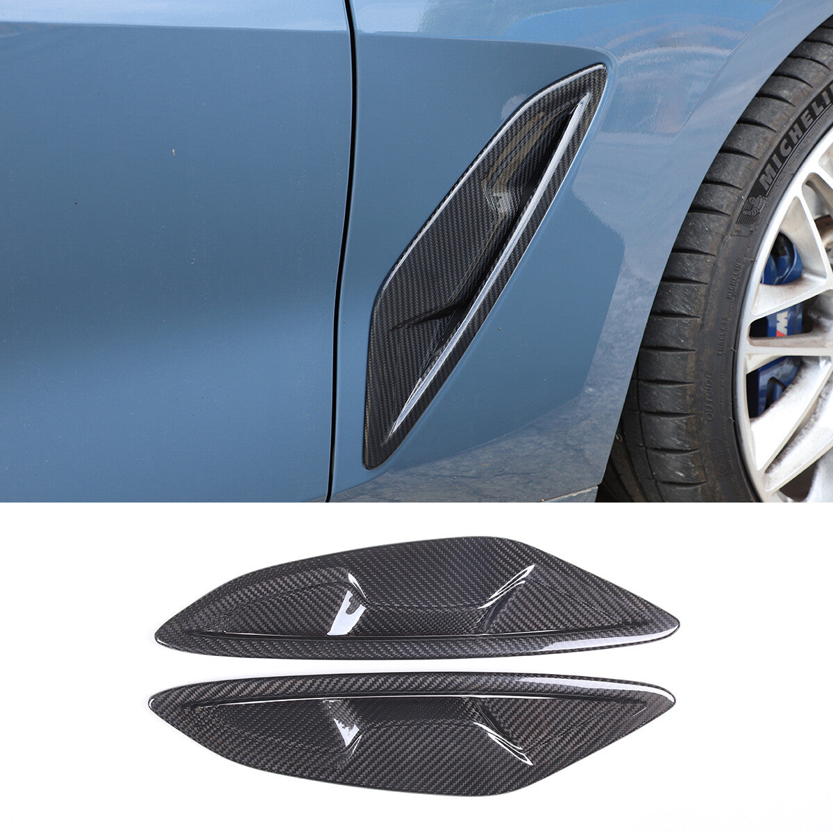 For BMW 8 Series G14 G15 G16 840i 2018-22 Dry Carbon Side Air Fender Vent Cover 1