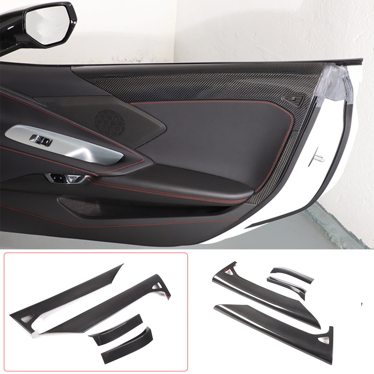 Real Carbon Fiber Inner Interior Door Panel Cover Trim For Corvette C8 2020-26 14