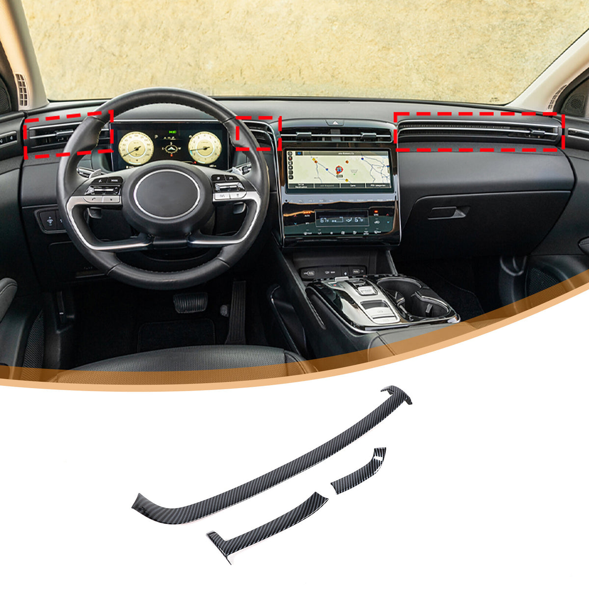 Interior Dashboard Center Console Air Vent Trim Cover For Hyundai Santa Cruz 22+ 10