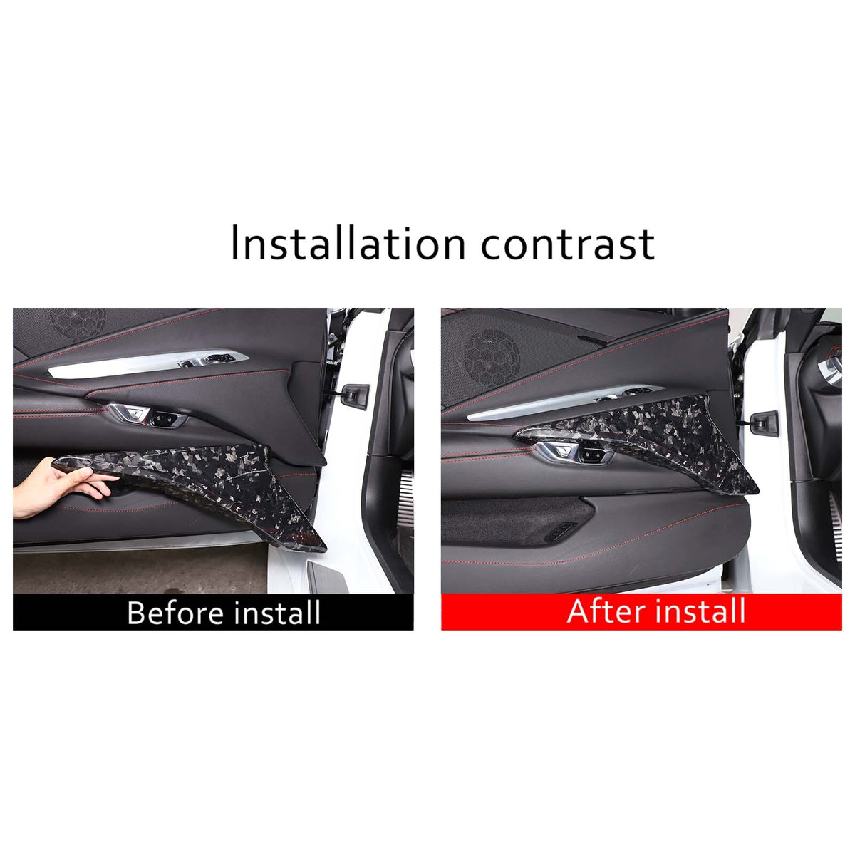 Forged Dry Carbon Fiber Interior Door Panel Cover Trim For Corvette C8 20-26 3