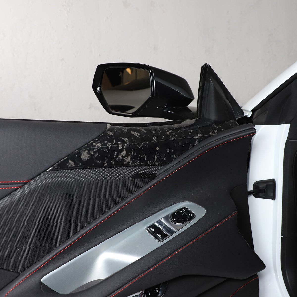 Forged Carbon Fiber Window Glass Door Upper Panel Trim For Corvette C8 2020+ US 5