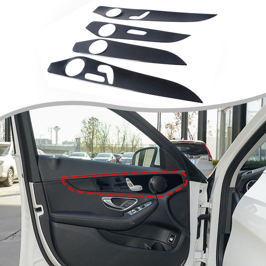 ABS Carbon Fiber Interior Door Panel Trim Cover For Benz C-Class W205 2015-21 US 1