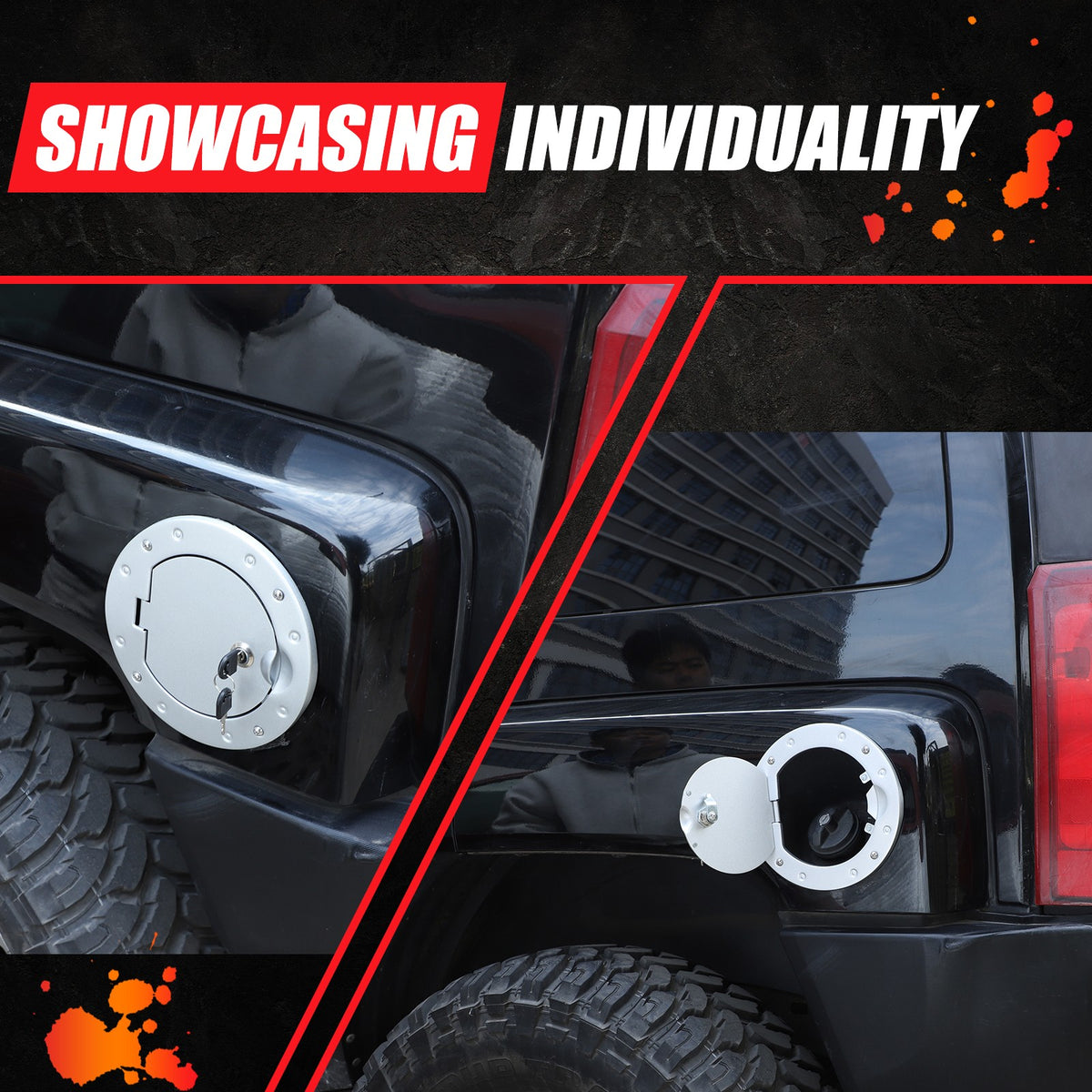 Silver Gas Cap Cover Fuel Filler Door Locking Anti-theft For Hummer H3 05-09 US 13