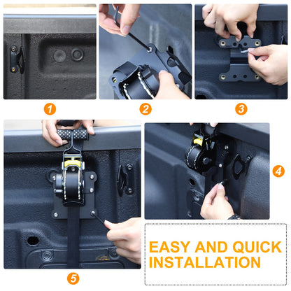 Truck Bed Retractable Ratchet Tie Down Straps Tightener For Ford Maverick 2022+ 16