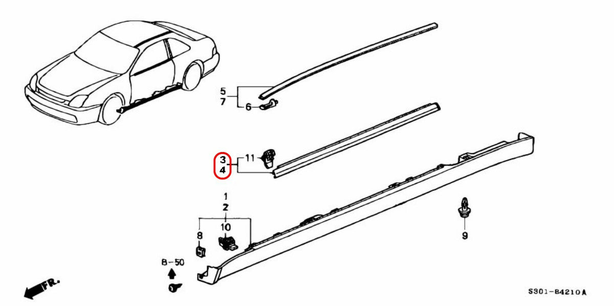 HONDA Prelude BB GENUINE Window Door Molding Weather Strip Outer LH & RH Set OEM 3