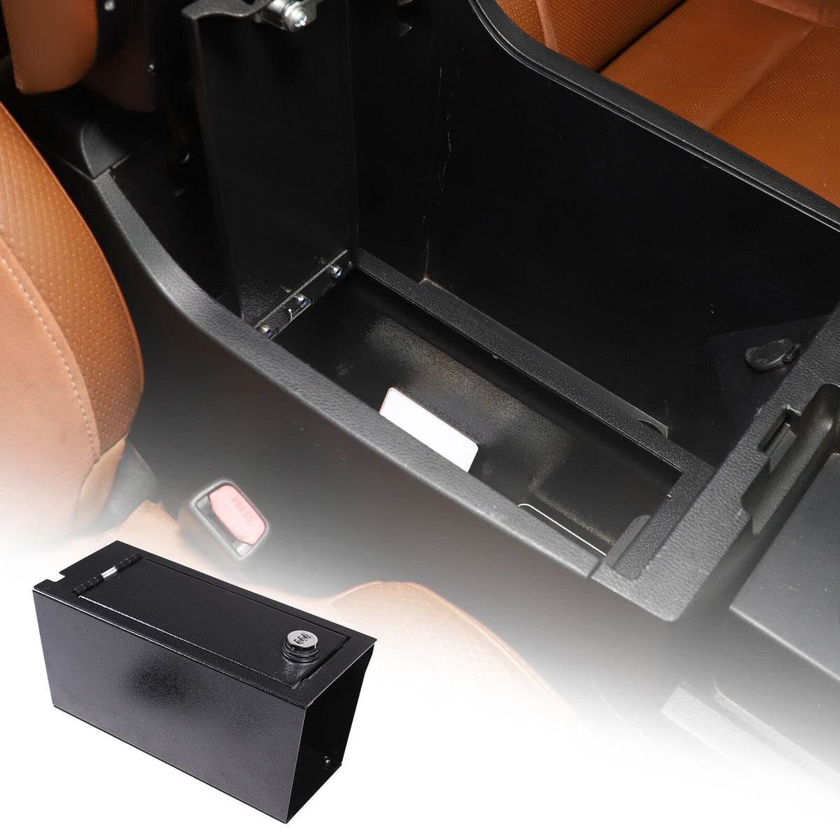 For Toyota Tundra 2014-21 Center Console Small Safe GUN Storage Lock Box W/ TRAY 17