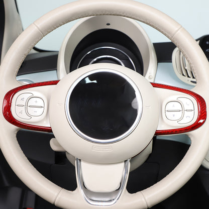 Red Real Carbon Fiber Steering Wheel Trim For Fiat 500 Abarth 595 695 2016+ 10