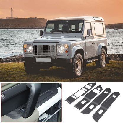 Red Carbon Fiber Window Lift Button Panel Cover Trim For LR Defender 110 20-24 4