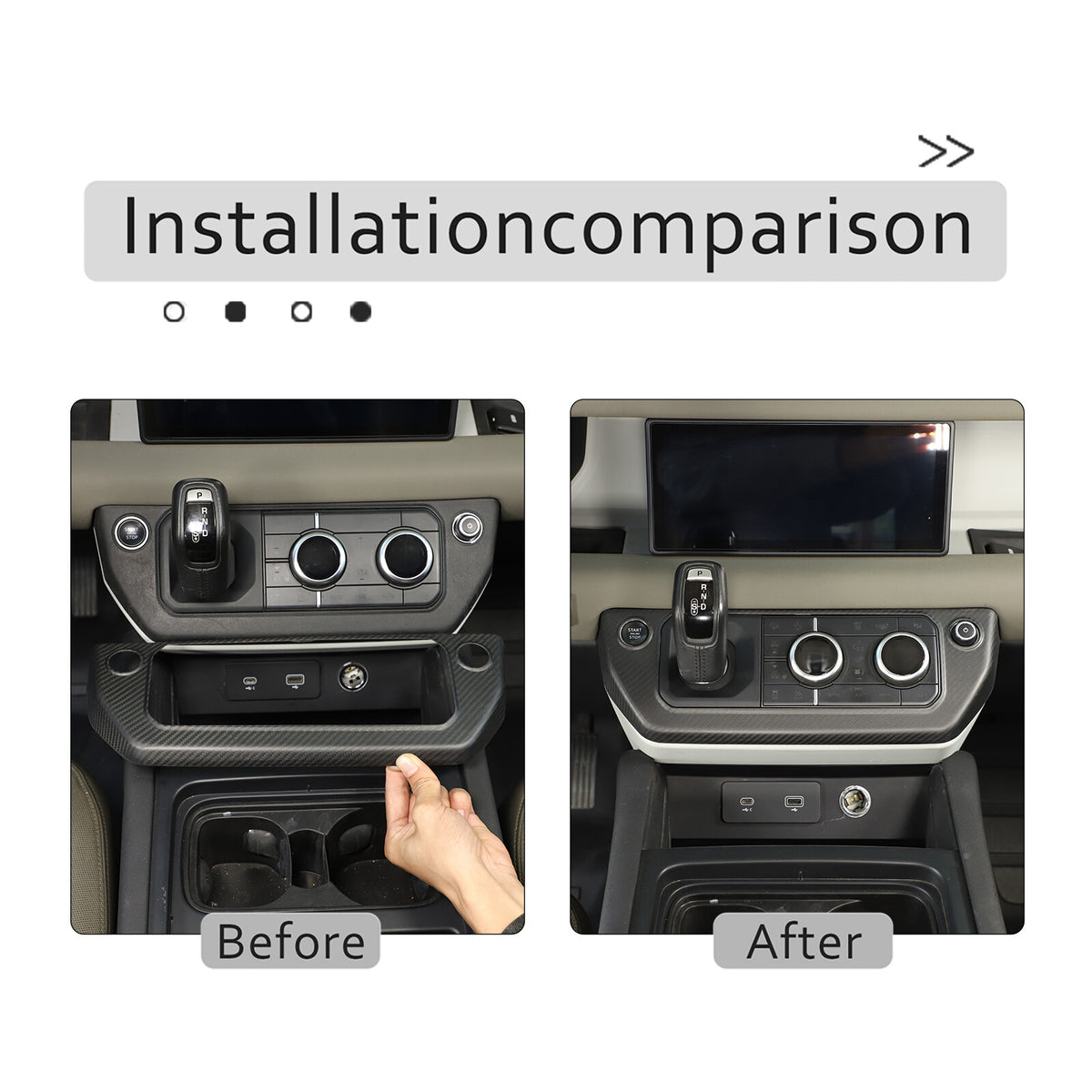Matte Real Carbon Fiber Air Conditioning Trim Cover For LR Defender 90 110 20-24 9