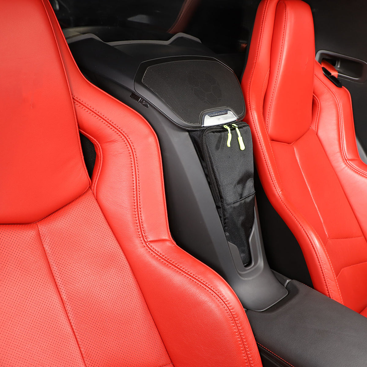 Center Console Waterfall Wireless Charger Seat Storage Bag For Corvette C8 US 5