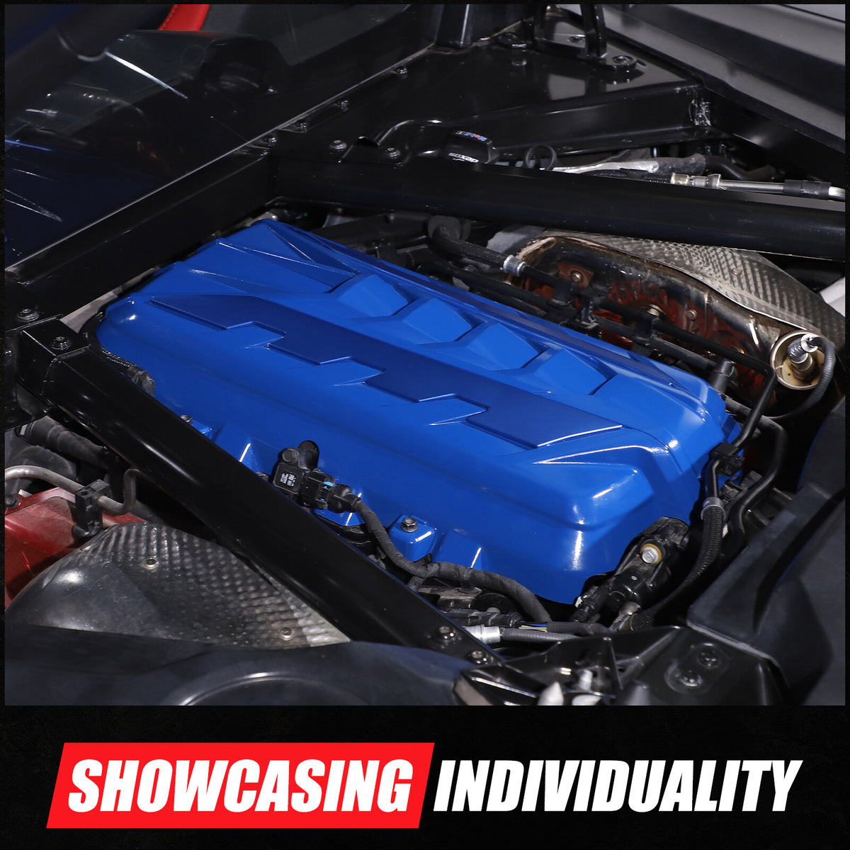 Blue Engine Bay Panel Cover Trim in Edge Blue For Corvette Coupe C8 2020-2026 21