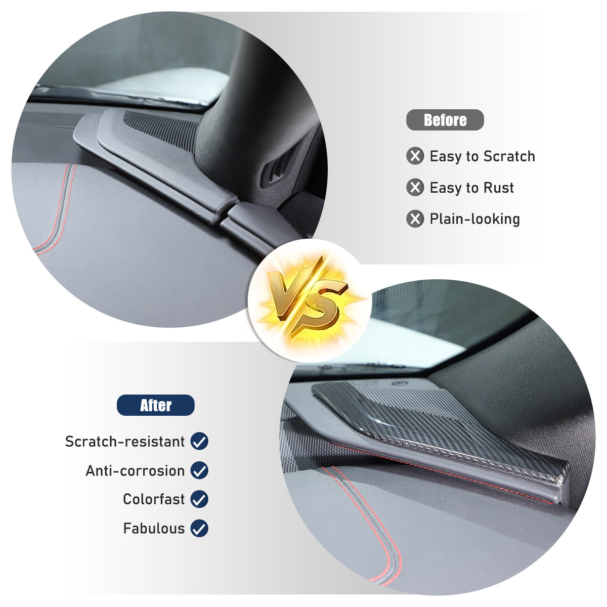 Real Carbon Fiber Dashboard Side Console Pitched Horn Cover For Corvette C8 20+ 7