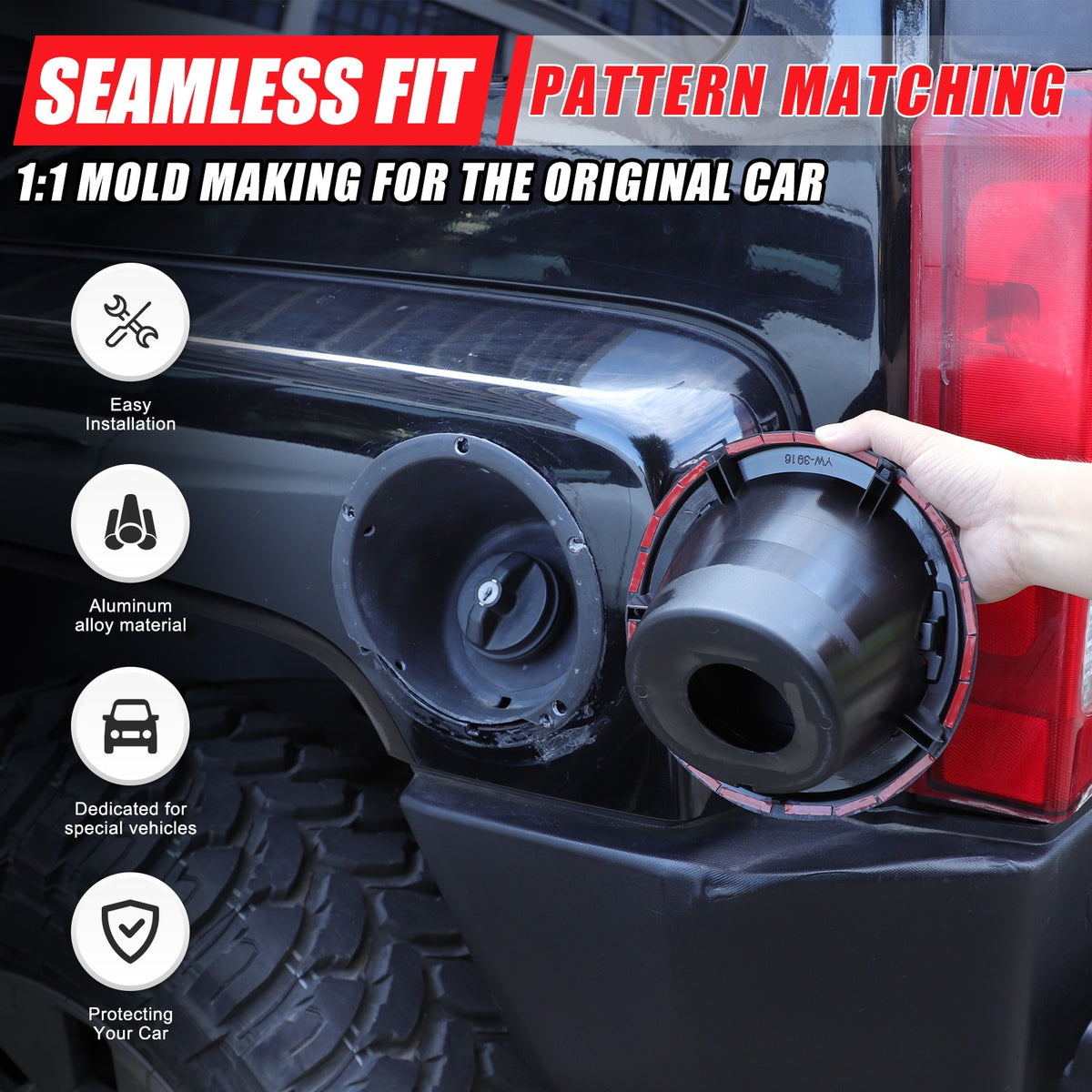 Alloy Locking Fuel Door Black Gas Tank Cap Cover Lock Key For Hummer H3 2005-09 5