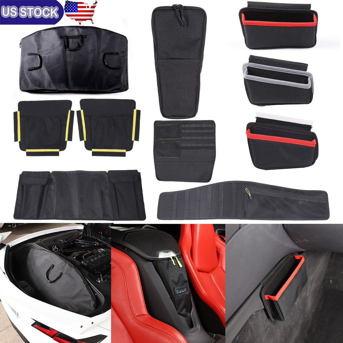 Center Console Seat Frunk Rear Trunk Storage Bag Tray For Corvette C8 20-26 1
