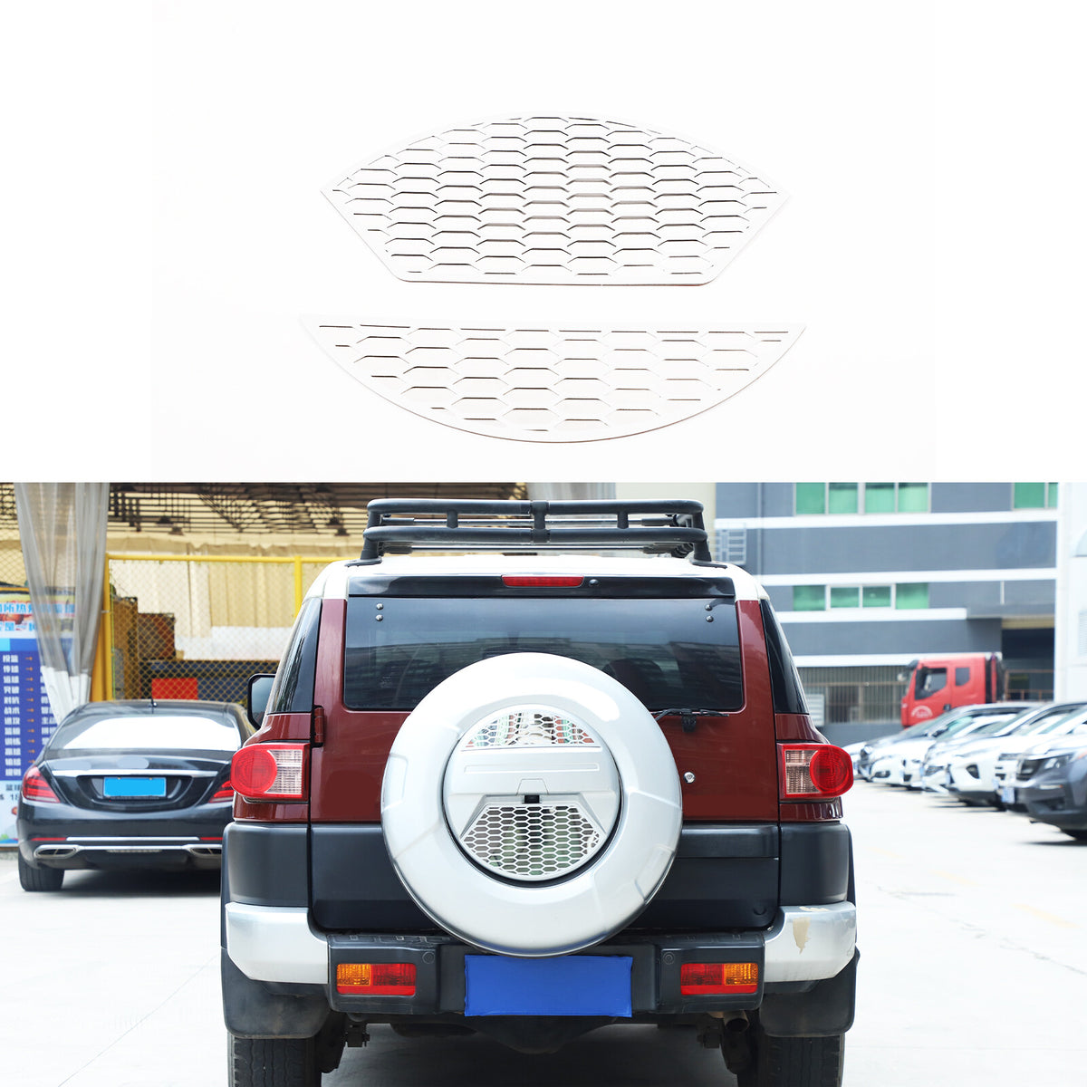 Silver Alloy Spare Tire Trim Cover Patch For Toyota FJ Cruiser 2007-21 3