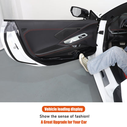 Glossy Piano Black ABS Interior Door Anti-Kick Panel Trim For Corvette C8 20+ US 14