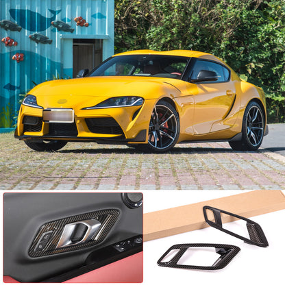 ABS Carbon Fiber Interior Door Handle Cover Trim Frame For Toyota Supra 19-24 2