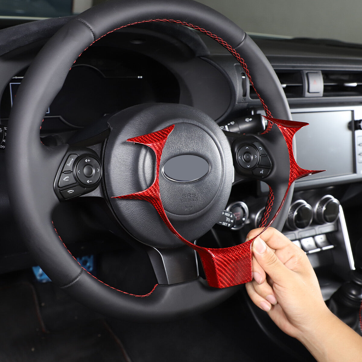 Red Real Carbon Fiber Interior Center Console Trim Set Kit For Subaru BRZ 22+ 156