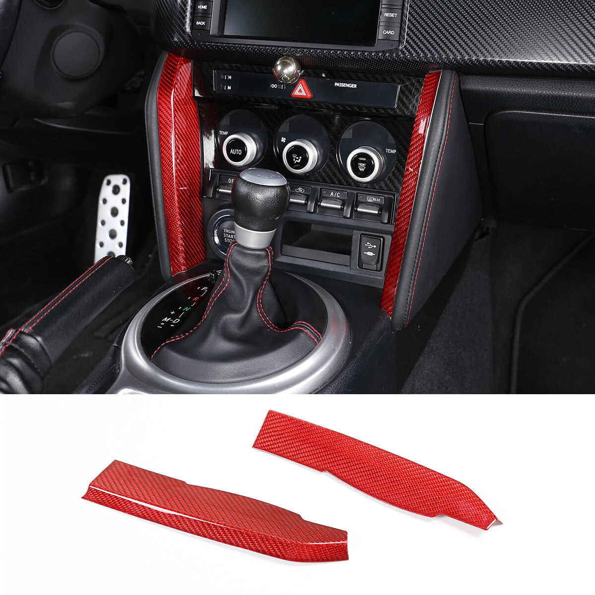 Red Carbon Fiber Center Control Side Panel Trim For Subaru BRZ Scion FR-S 12-20 7
