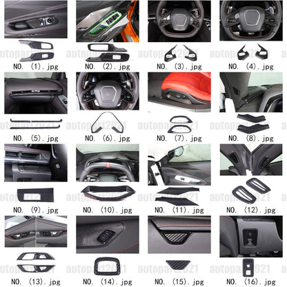 Carbon Fiber ABS Interior Full Decor Cover Trim Kit For Corvette C8 2020-2025 - Styles 41-45 2