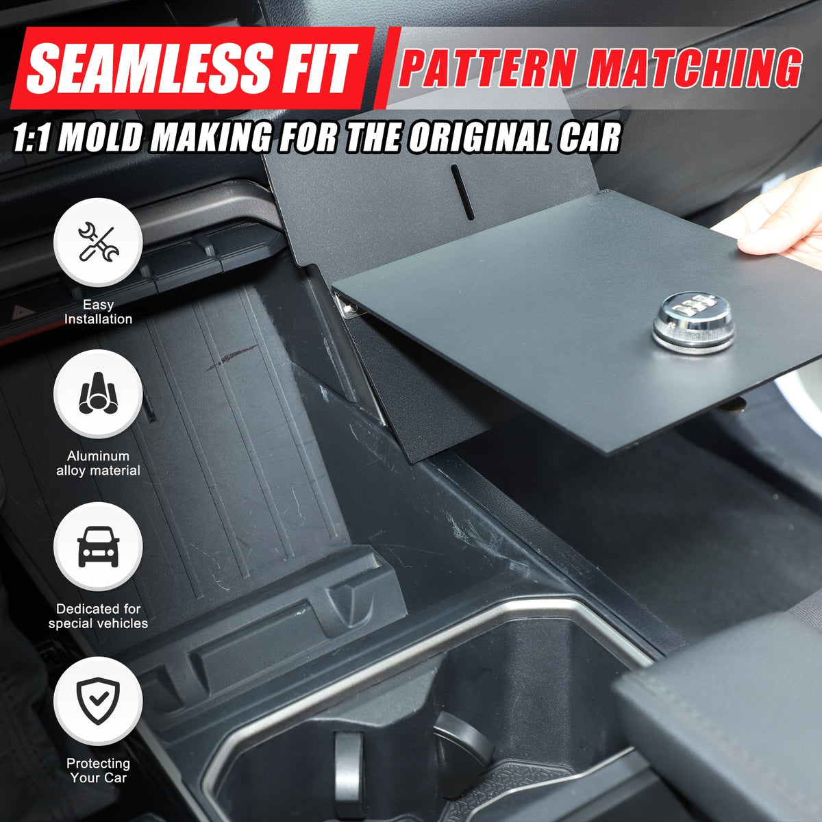 Aluminum Center Console Storage Slot Lock Box Tray For Toyota Tundra/Sequoia 22+ 6