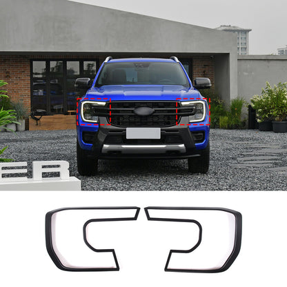 Matte Black ABS Front Headlight Bezel Trim Cover For Ford Ranger T9 2023+ US 9