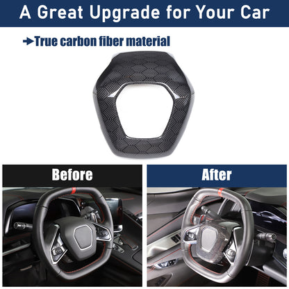 Real Honeycomb Carbon Fiber Steering Wheel Center Surround Cover For C8 Corvette 11