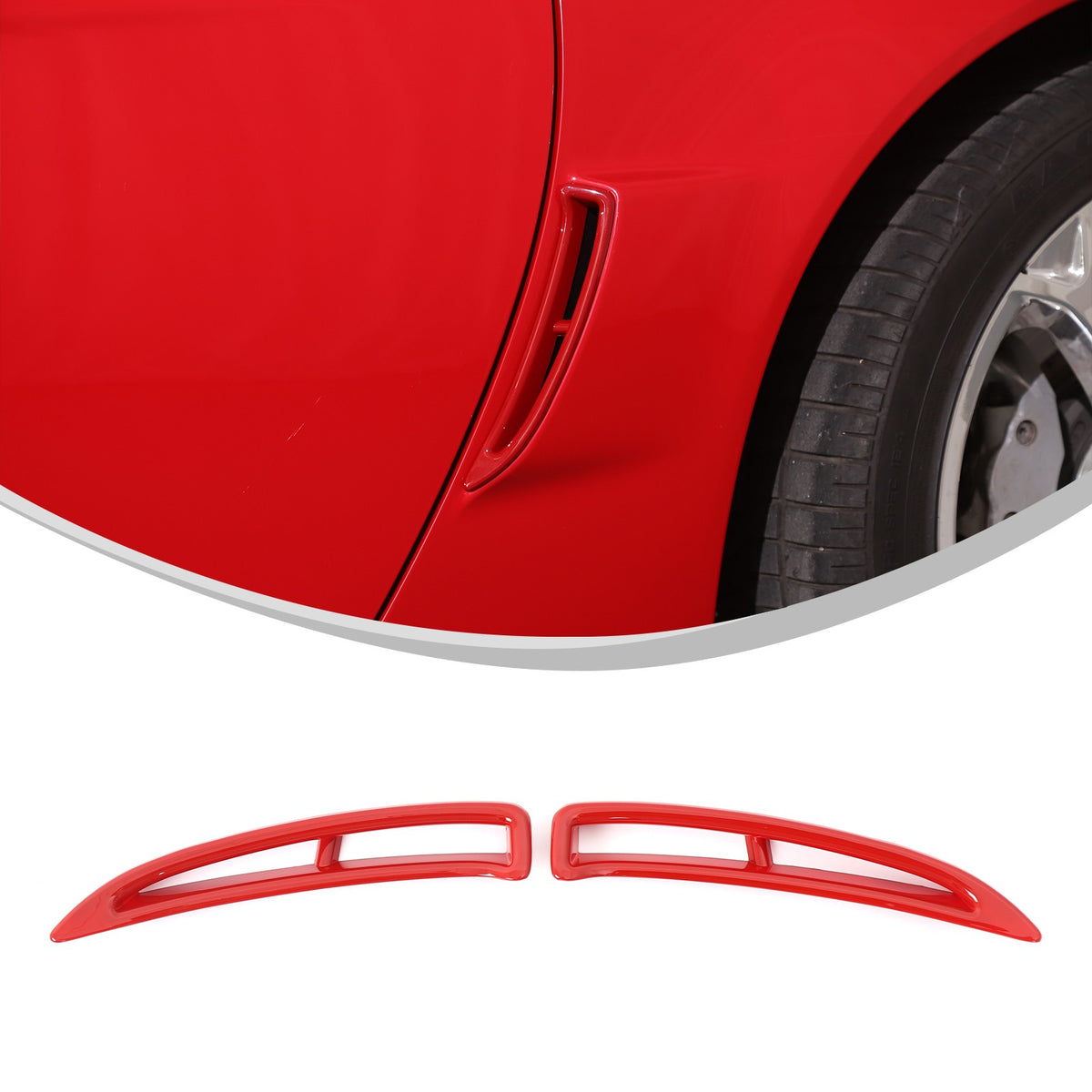 Red ABS Carbon Fiber Rear Fender Vent Trim Frame For Corvette C6 2005-2013 2