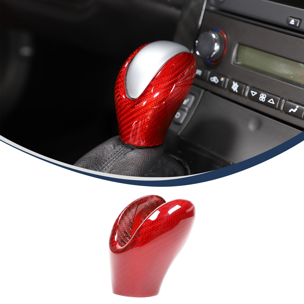 Red Real Carbon Fiber Center Gear Shift Knob Trim Cover For Corvette C6 2005-13 22
