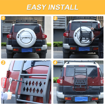 Black Carbon Steel Rear Trunk Middle Tail Ladder For Toyota FJ Cruiser 2007-2021 12