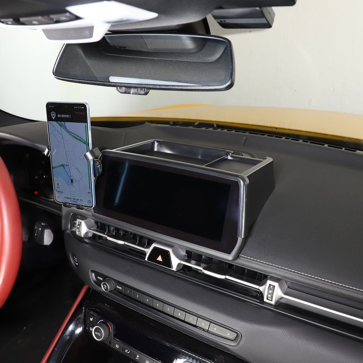 Center Console Screen Rear Phone Mount Storage Box For Toyota Supra A90 2019+ US 17