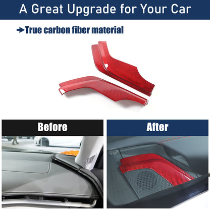 Red Real Carbon Fiber Interior Dashboard Side Panel Trim For Corvette C8 2020-26 5