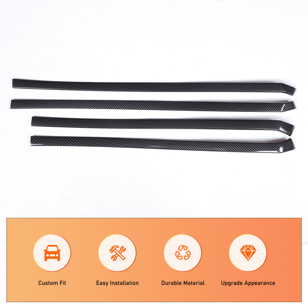 ABS Carbon fiber Interior door panel Trim Strip Cover For Toyota Tacoma 2024+ 15