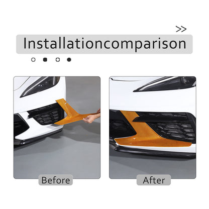 Yellow Carbon Fiber Front Bumper Grille Bezel Cover For Corvette C8 Z51 2020-26 15