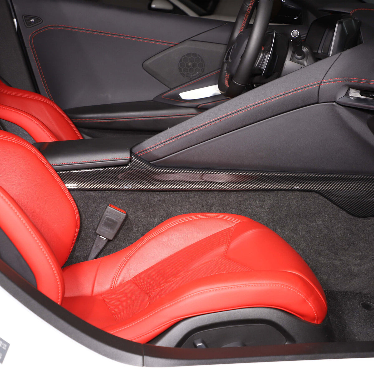 ABS Carbon fiber Car Side Center Console Strips Trim For Corvette C8 Z51 Z06 20+ 11