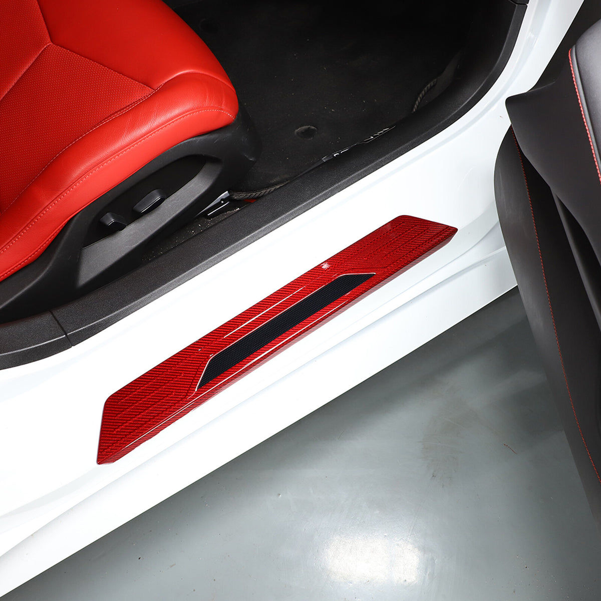 Red Real Carbon Fiber Full Interior Set Decor Trim Kit for Corvette C8 20-25 - Styles 36-40 17