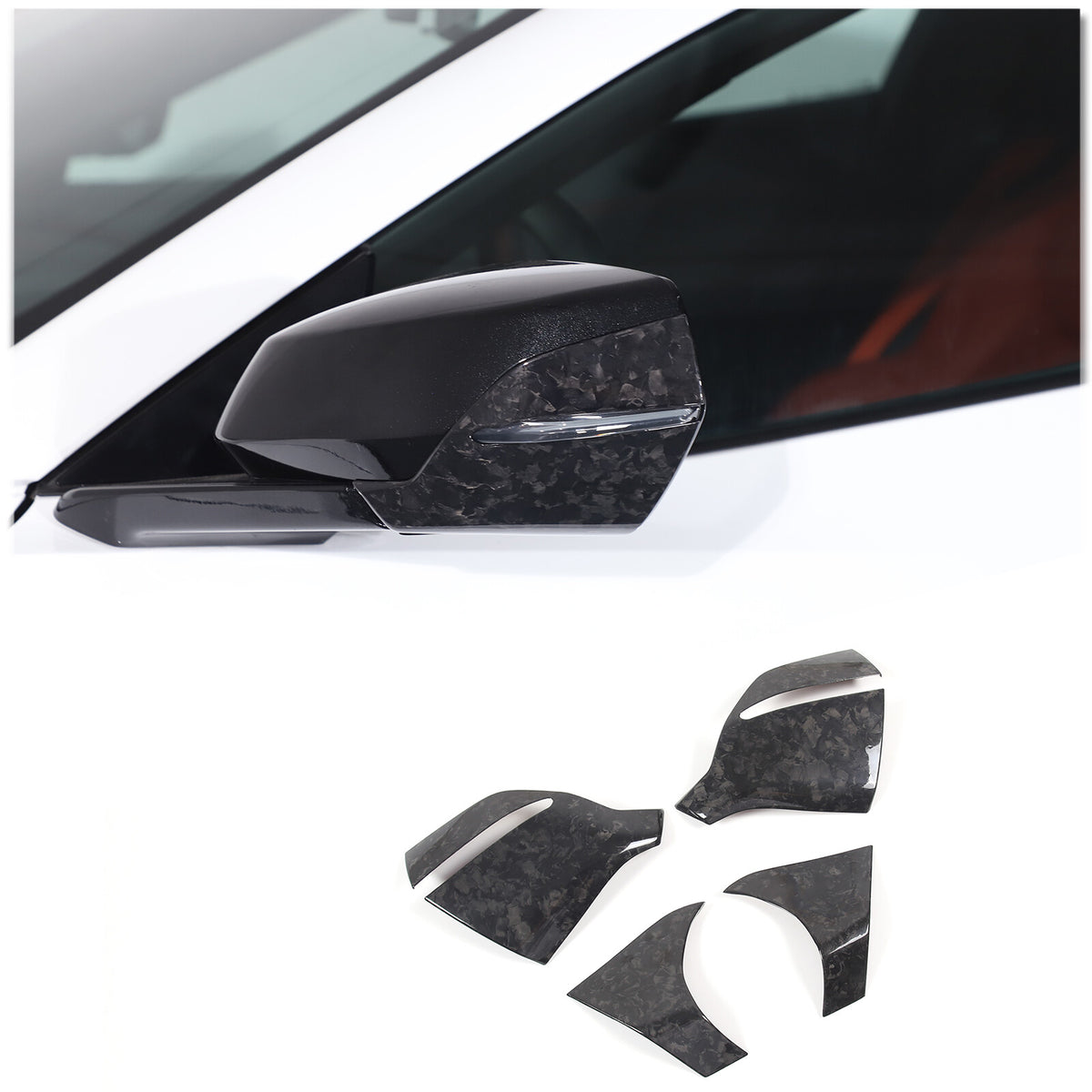 Forged Real Carbon Fiber Side Mirror Base Lower Cover Trim For Corvette C8 20-26 4