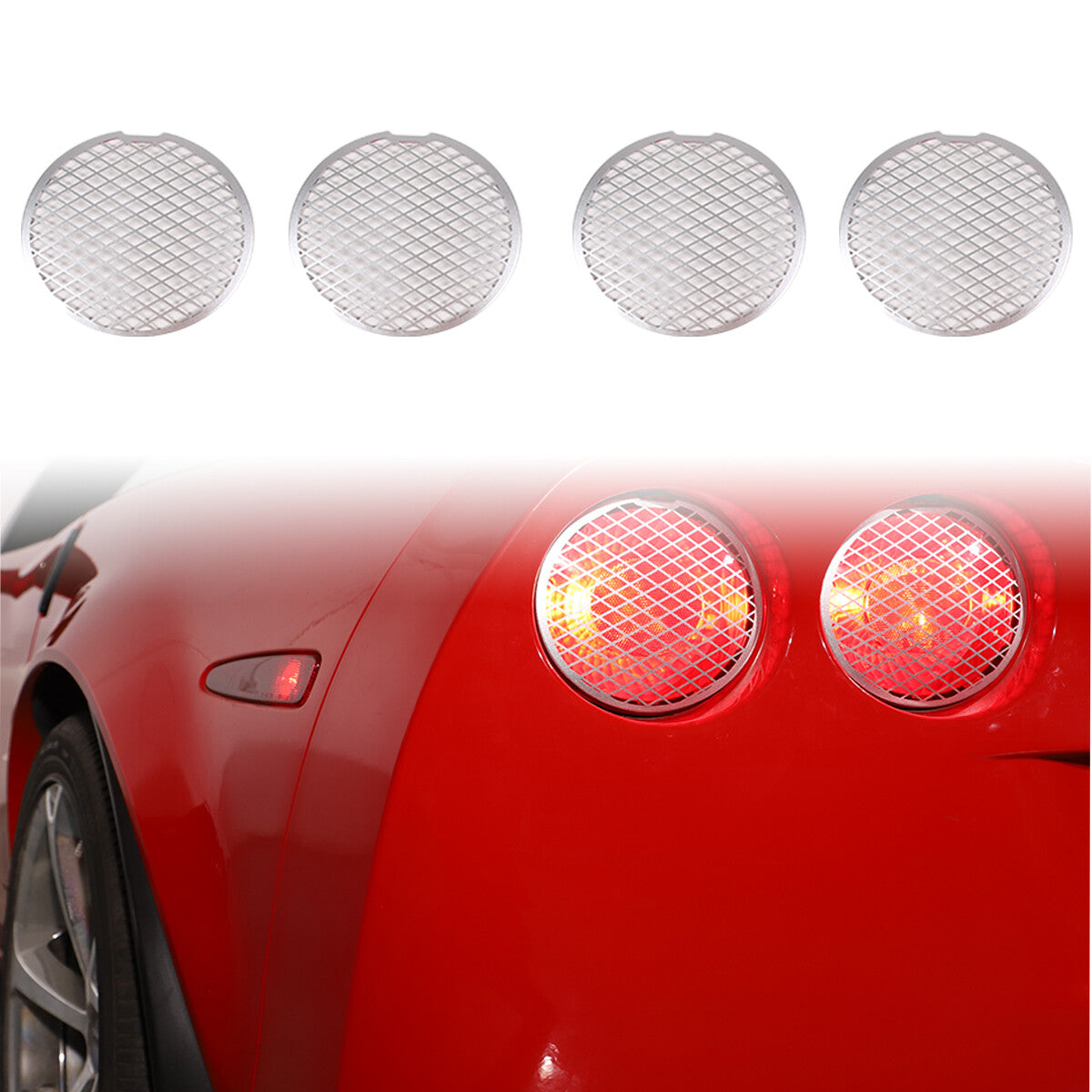 Black Mesh Steel Rear Tail Light Grille Cover For Corvette C6 GS/Z0/ZR1 05-13 US 5